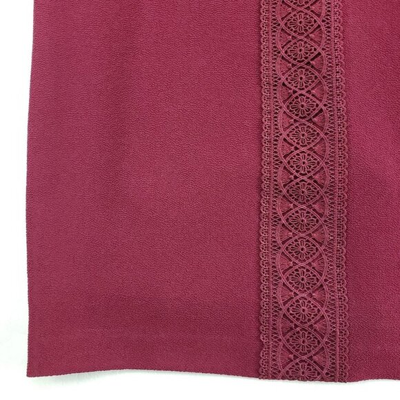 Karl Lagerfeld Lace Embroidered Dress Womens 8 Burgundy Knee Length 3/4 Sleeve - Picture 5 of 13